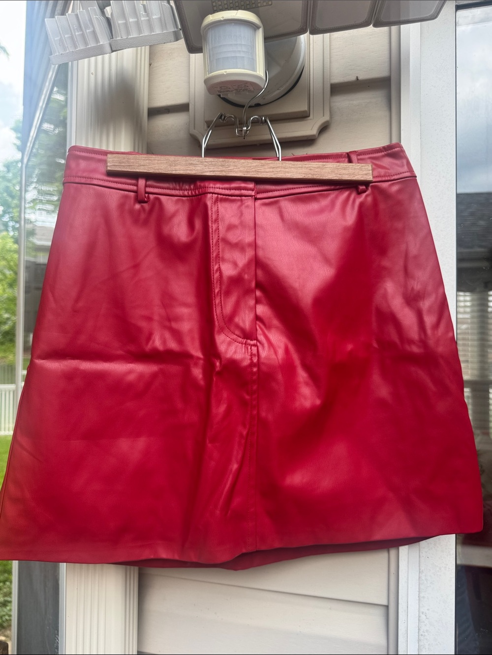 AUREUM Red Faux Leather “Did You See Her Skirt’